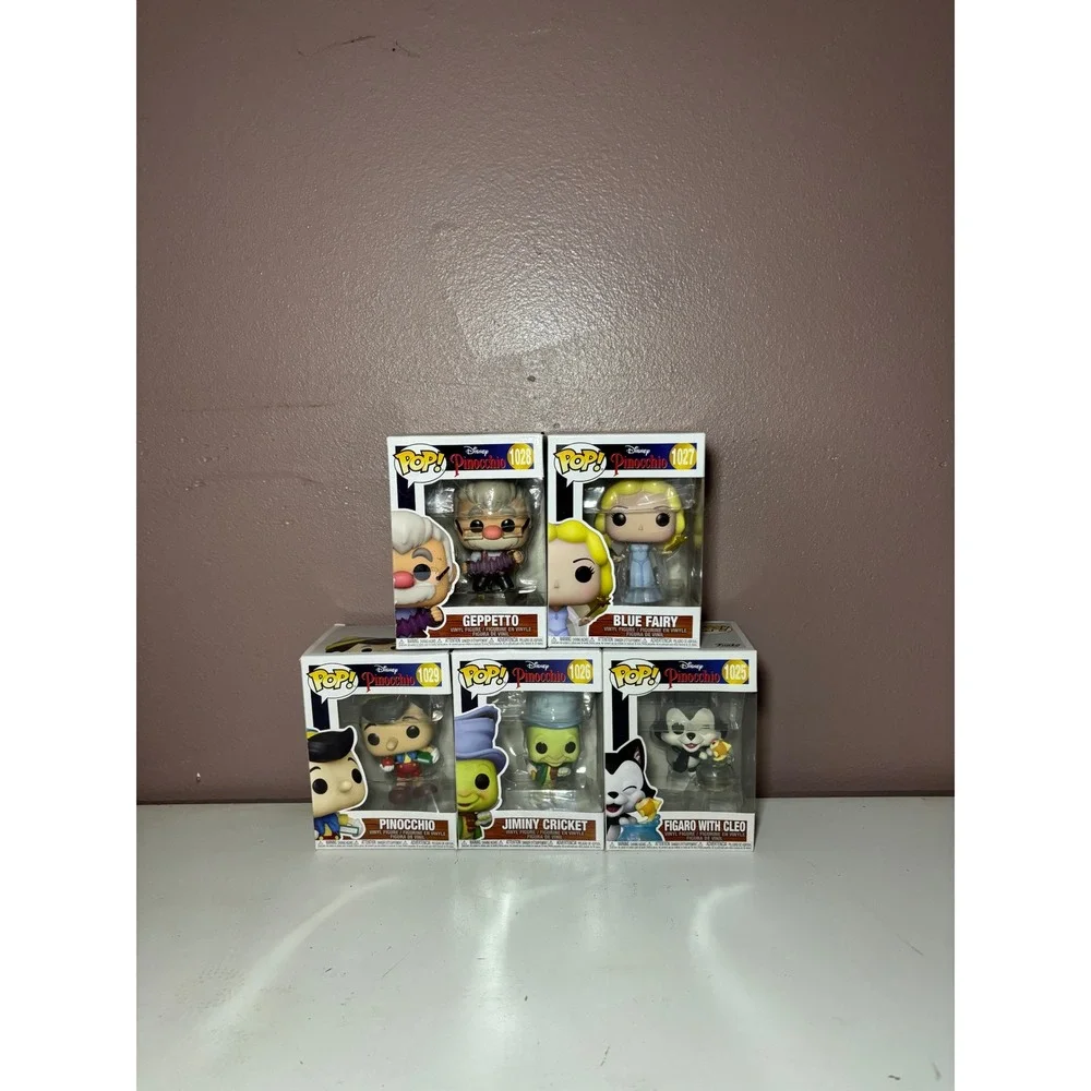 Disney Pinocchio Funko Pop Set of 5 Pinocchio Geppetto Blue Fairy Jiminy Figaro